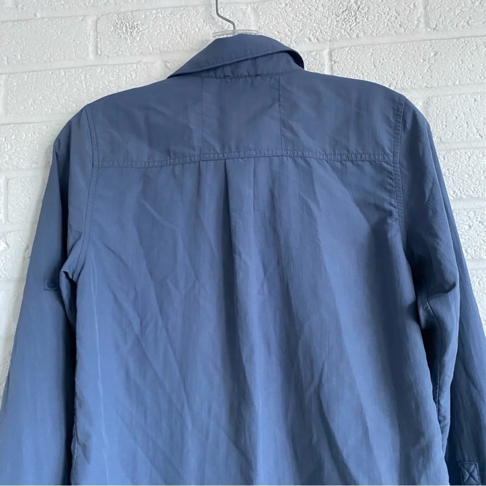 REI Co-op Kids' Sun Shirt Long Sleeve Blue Nylon Large ( 14-16) Gorpcore Button